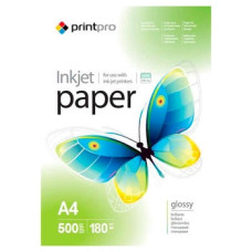 Фотопапір PrintPro, глянцевий, A4, 180 г/м², 500 арк (PGE180500A4)