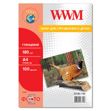 Фотобумага WWM, глянцевая, A4, 180 g/m², 100 л (G180.100)