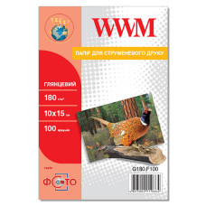 Фотобумага WWM, глянцевая, A6 (10х15), 180 g/m², 100 л (G180.F100)