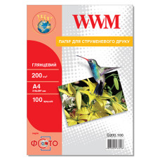 Фотобумага WWM, глянцевая, A4, 200 g/m², 100 л (G200.100)