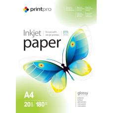 Фотопапір PrintPro, глянцевий, A4, 180 g/m², 20 л (PGE180020A4)