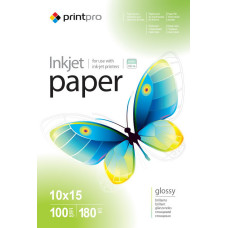 Фотопапір PrintPro, глянцевий, A6 (10x15), 180 g/m², 100 л (PGE1801004R)