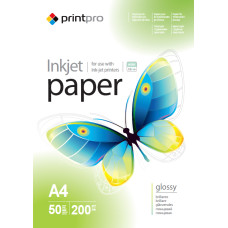 Фотопапір PrintPro, глянцевий, A4, 200 g/m², 50 л (PGE200050A4)