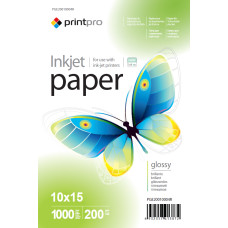 Фотопапір PrintPro, глянцевий, A6 (10x15), 200 g/m², 1000 л (PGE20010004R)