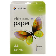 Фотопапір PrintPro, матовий, A4, 190 g/m², 50 л (PME190050A4)